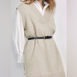 Beige Knit Sweater-vest
